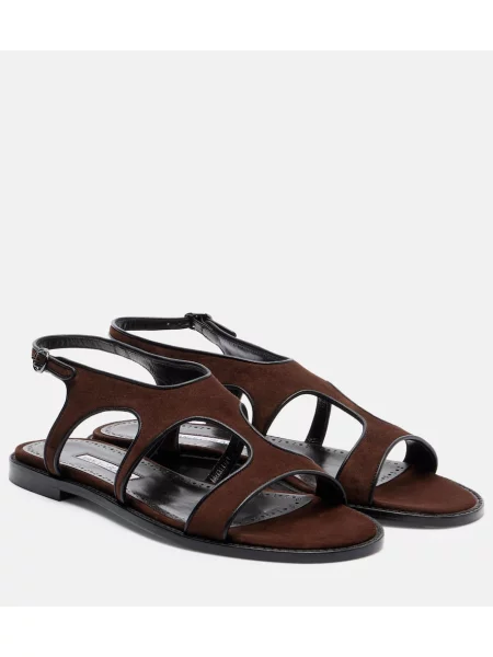 Sandale Manolo Blahnik din piele de căprioară maro