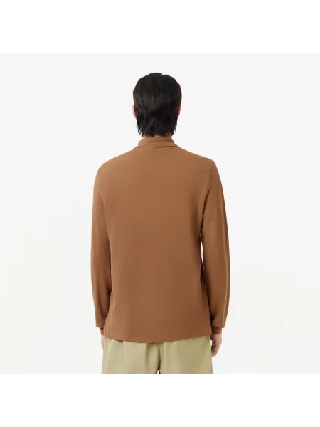 Lacoste Polo Klasyczny Krój Długi Rękaw brązowe