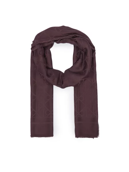 Calvin Klein Шал Emblem Aop Glossy Tonal Scarf Бордо
