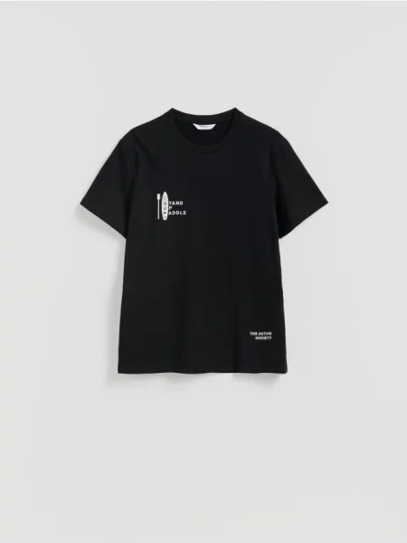 Reserved Tričko regular fit s potlačou čierna