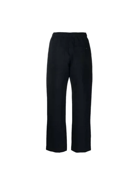 Lniane spodnie Tommy Hilfiger wsuwane niebieskie