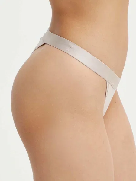 BOSS tanga s bavlnou STRING BEA béžové