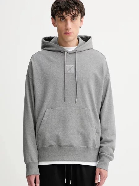 Calvin Klein bluza z kapturem z aplikacją szary