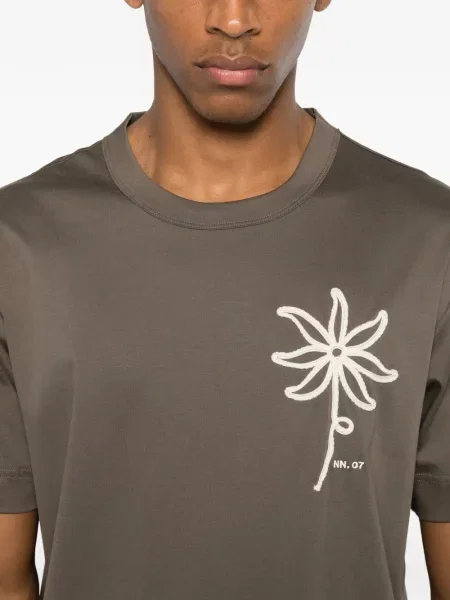Tricou Nn07 cu model floral maro