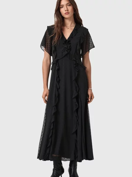 AllSaints rochie MARI maxi evazați negru