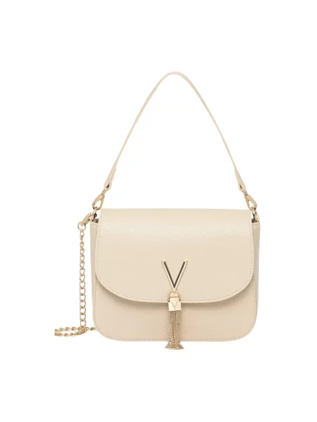Lniana torebka crossbody Valentino beżowa