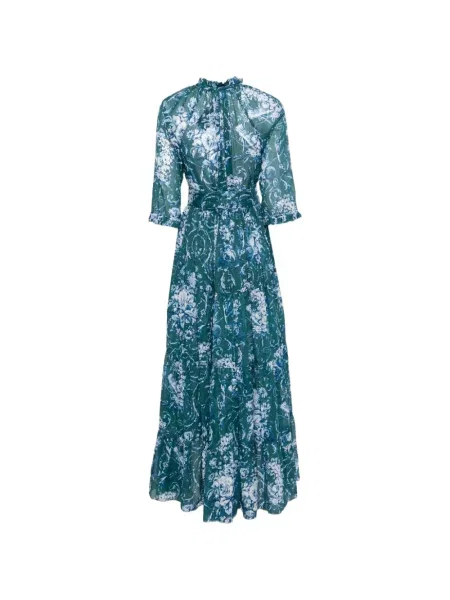 Rochie maxi Samantha Sung cu model floral cu imagine albastru