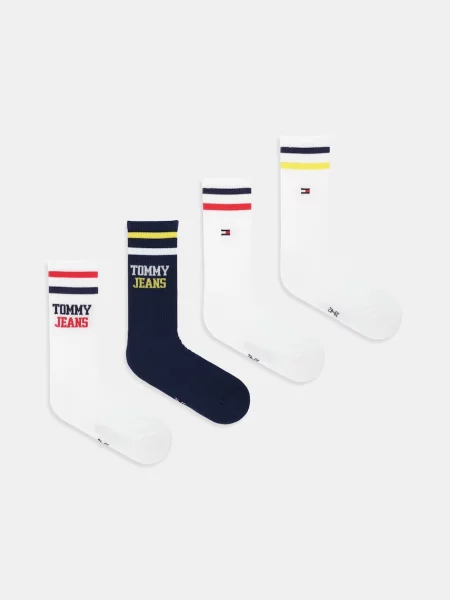 Чорапи Tommy Jeans 4 чифта бяло