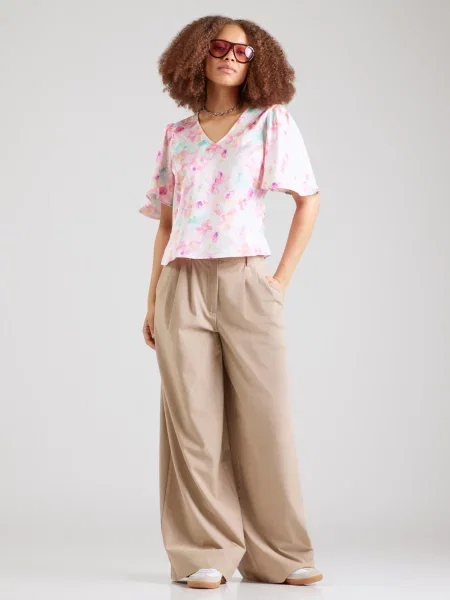 VERO MODA Blúz világoskék / fukszia pasztell-rózsaszín rózsaszín
