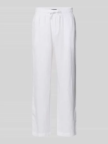 Spodnie lniane z elastycznym pasem Mcneal białe