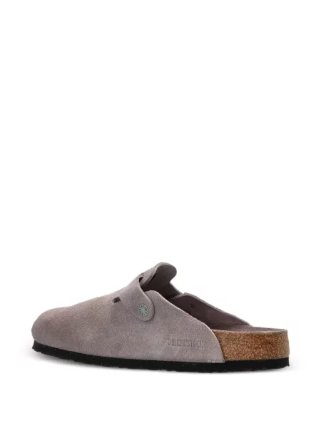Saboți Birkenstock din piele de căprioară gri