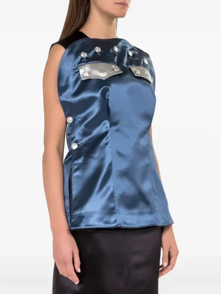 Bluză Calvin Klein din satin albastru