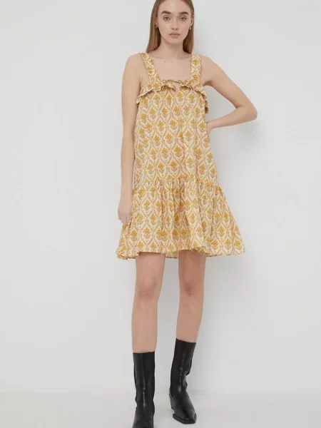 Платье Notes du Nord mini расклешённая жёлтый