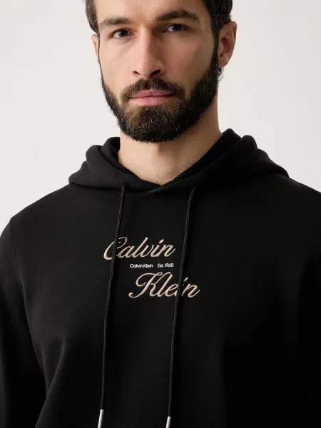 Суичър с качулка Calvin Klein Jeans с качулка черно