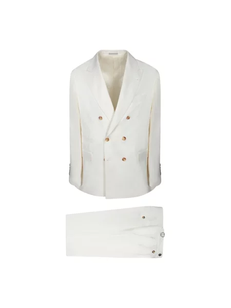 Lniany garnitur Brunello Cucinelli dwurzędowy biały