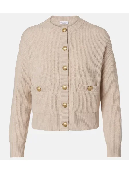 Cardigan Brunello Cucinelli de lână bej