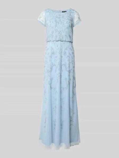 Długa sukienka z obszyciem ozdobnymi kamieniami Adrianna Papell