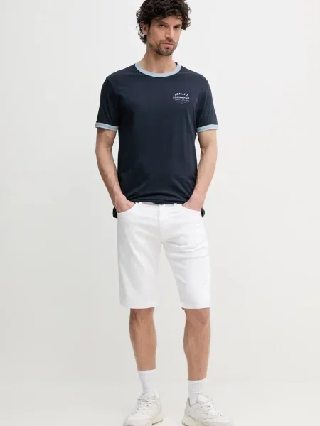 Armani Exchange t-shirt granatowy z aplikacją