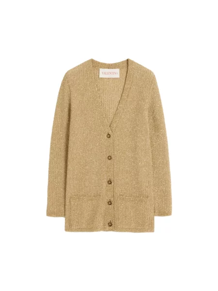 Lniany sweter Valentino żółty