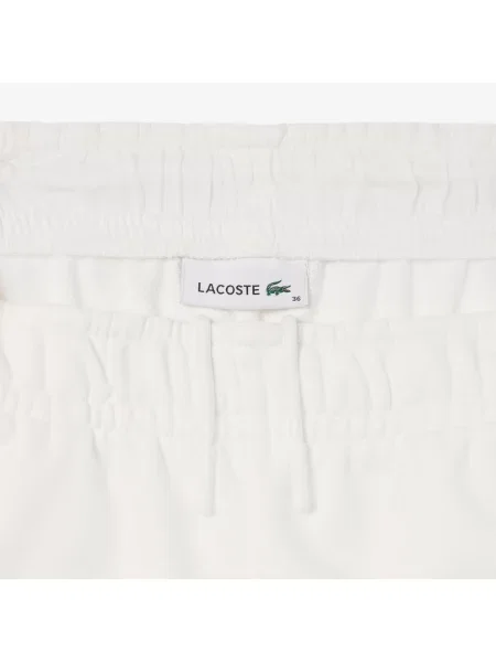 Lacoste Spodnie Dresowe Z Polaru Kremowe białe