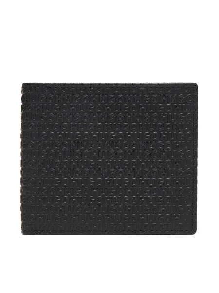 HUGO portofel de piele Coin MG negru