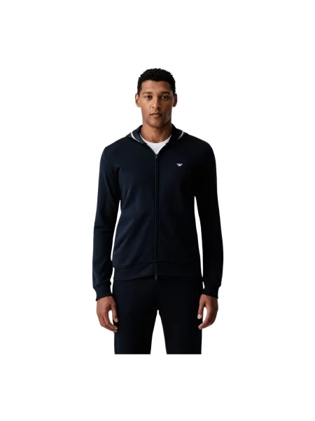 Bluza z kapturem Emporio Armani z kapturem niebieska