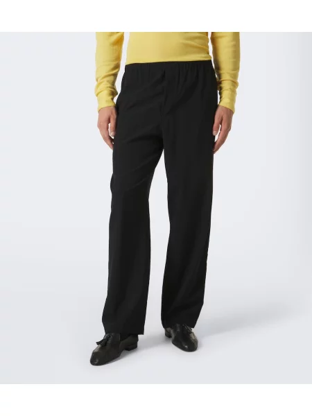 Pantaloni The Row de lână negru