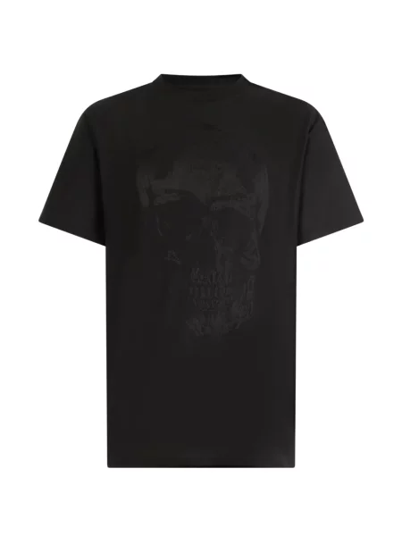 Tricou Philipp Plein cu decolteu rotund din jacard negru