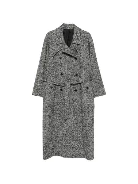 Cu centură palton Juun.j cu model herringbone negru