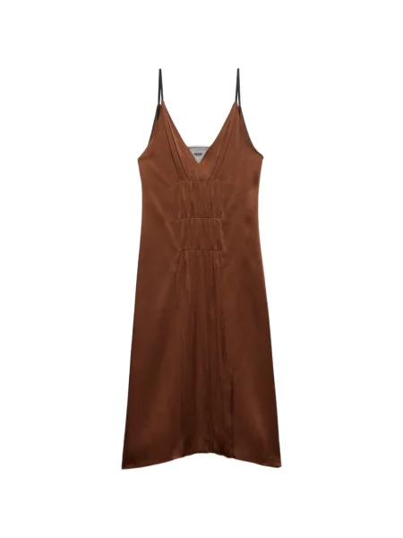 Rochie Prada din satin de costum maro