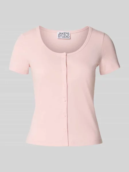 T-shirt o kroju slim fit z pełną listwą guzikową Jake*s Studio Woman różowa