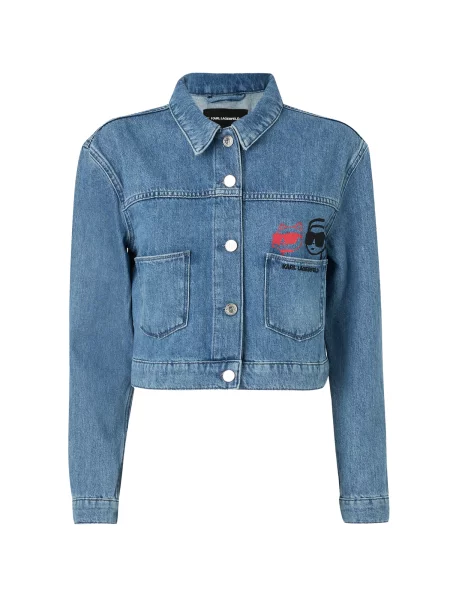 Karl Lagerfeld Prechodná bunda Ikon modrá denim / ružová čierna