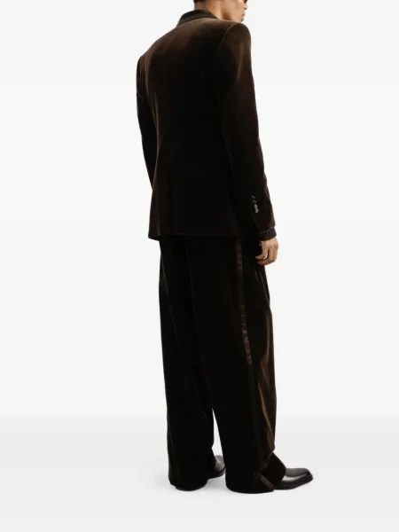 Sametové plisované kalhoty Dolce & Gabbana hnědé