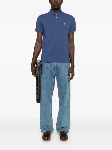 Siuvinėta dryžuota polo marškinėliai Polo Ralph Lauren balta