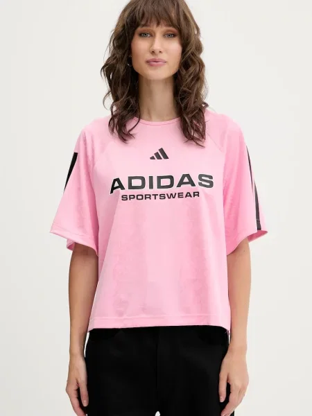 Жакардова тениска Adidas розово