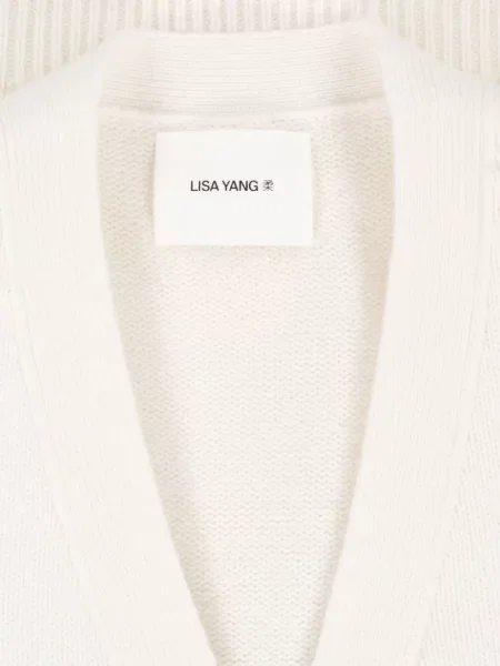 Cardigan Lisa Yang din cașmir cu decolteu în V alb
