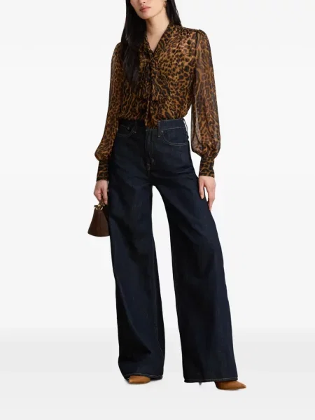 Bluză Lauren Ralph Lauren cu model leopard maro