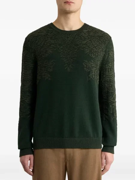 Pulover Etro de lână cu model paisley verde