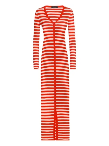 Rochie Dolce & Gabbana cu dungi tricotate de costum roșu