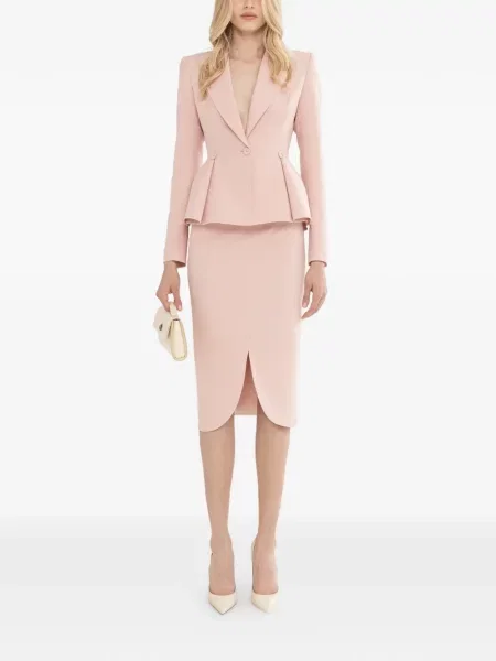 Fustă tip creion Nissa cu talie înaltă până la genunchi roz