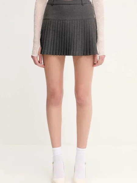 Marine Serre fustă din amestec de lână Regenerated Tailoring Pleated mini evazati gri