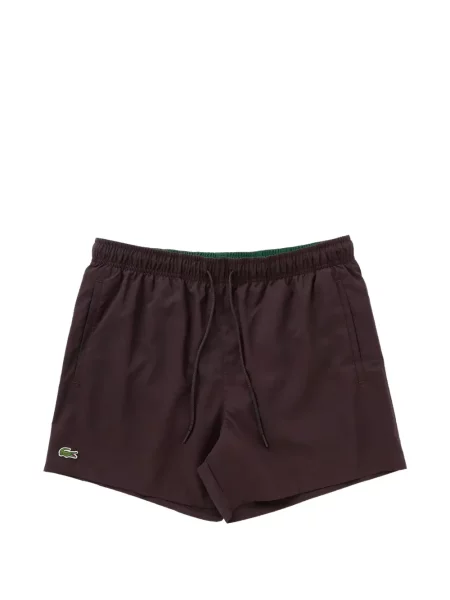 Kupaće gaće Lacoste s autogramom smeđa