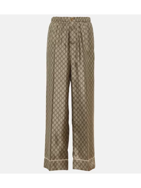 Svilene hlače Gucci rjava