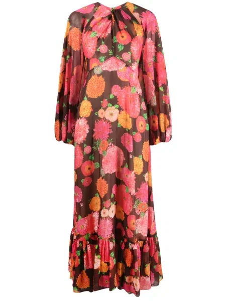 Rochie La Doublej din șifon cu model floral cu imagine maro