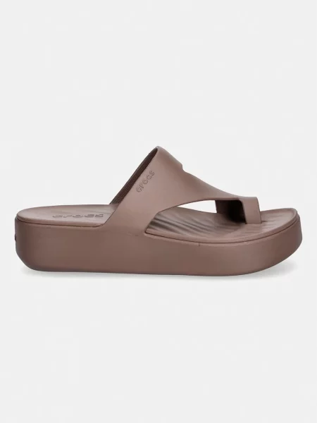 Crocs pantofle Getaway Platform Toe Loop hnědé