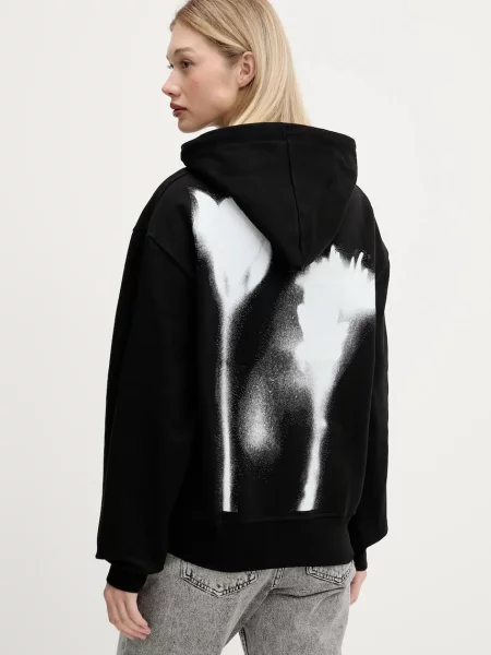 Karl Lagerfeld Jeans bluza z kapturem z nadrukiem czarny