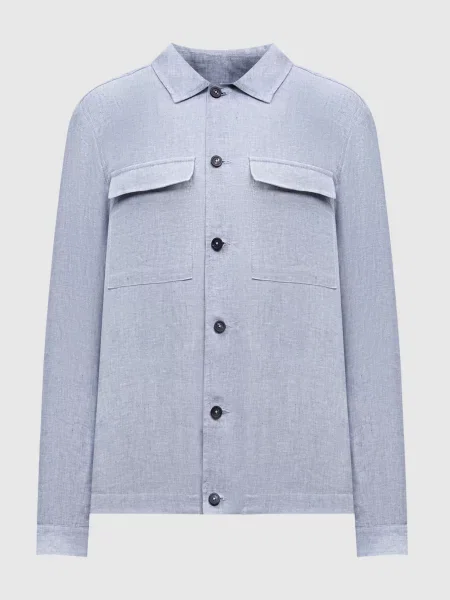Сорочка з льону у візерунок Peserico блакитна