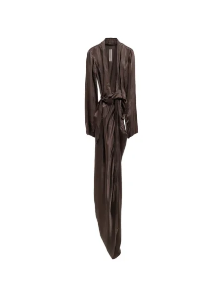 Rochie Rick Owens asimetrică cu legături de costum maro