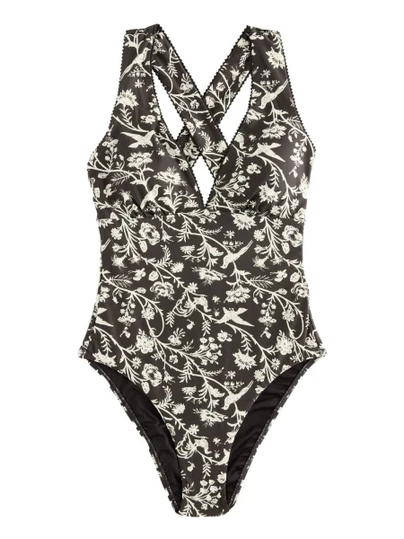 LAURA ASHLEY Enodelne kopalke črna bela