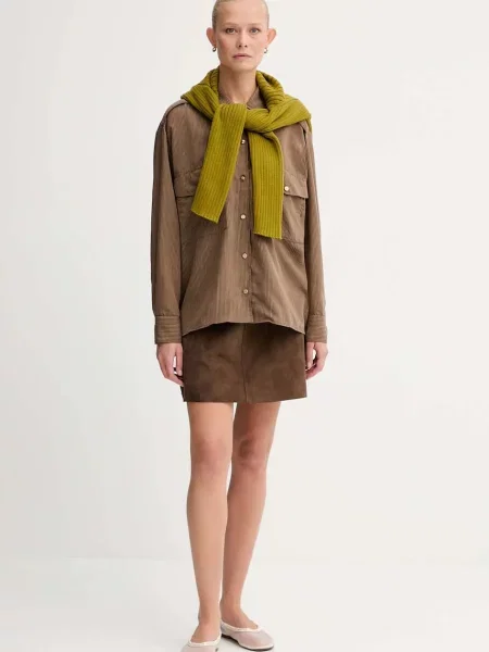 Сорочка Sessun relaxed класичний комір коричневий